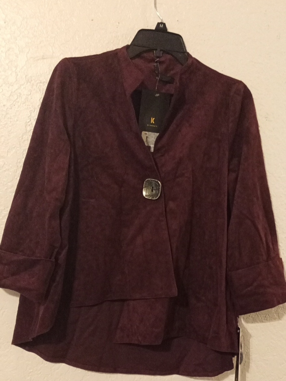 Women's Burgundy Suede Single-Button Blazer